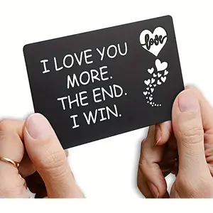 1 Piece, "I Love You More" Engraved Aluminum Wallet Insert Card, Love Letter Card Romantic Gift for Boyfriend Husband, Perfect for Anniversary Gifts, Small Business Supplies, Thank You Cards, Birthday Gifts, Cards, Unusual Items, Gift Cards