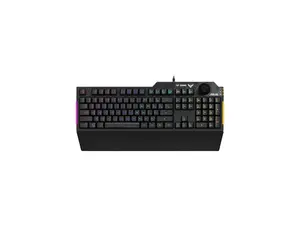 ASUS Membrane Gaming Keyboard for PC - TUF K1 | Programmable, Onboard Memory | Dedicated Volume Knob, Aura Sync RGB & Side Lighting | Detachable Wrist Rest | Spill-Resistant | Highly Durable | Black