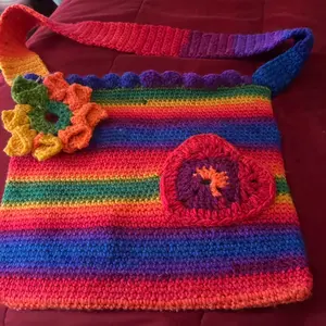 Multicolor crochet purse