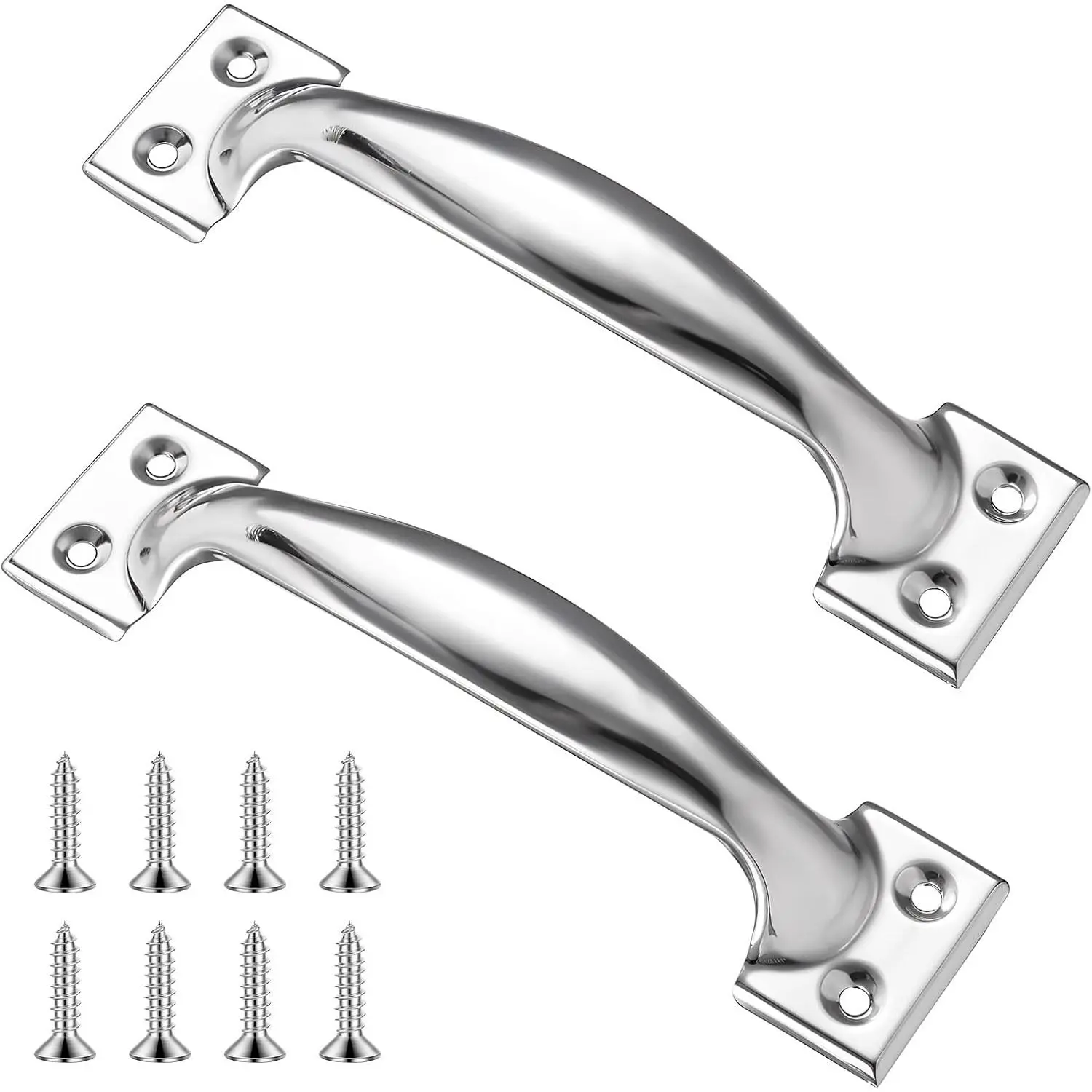 Stainless Steel Door Handlesets (2-Pack, Silver, 5.9in) - Solid Metal Handle Sets, Corrosion-Free Hardware, Easy Installation with Screws, Fits Outdoor Doors, Sheds, Enhances Functionality