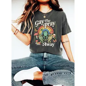 Comfort Colors® Gay The Pray Away Shirt, Funny Queer Frog T-Shirt, Rainbow Pride Tee, LGBTQ Humor Sweatshirt, Anti Conversion Therapy Shirt, Retro Gay Shirt