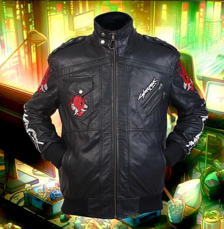 Handmade Black Cyber Punk 2077 Samurai Jacket with Hoodie for Men/Women