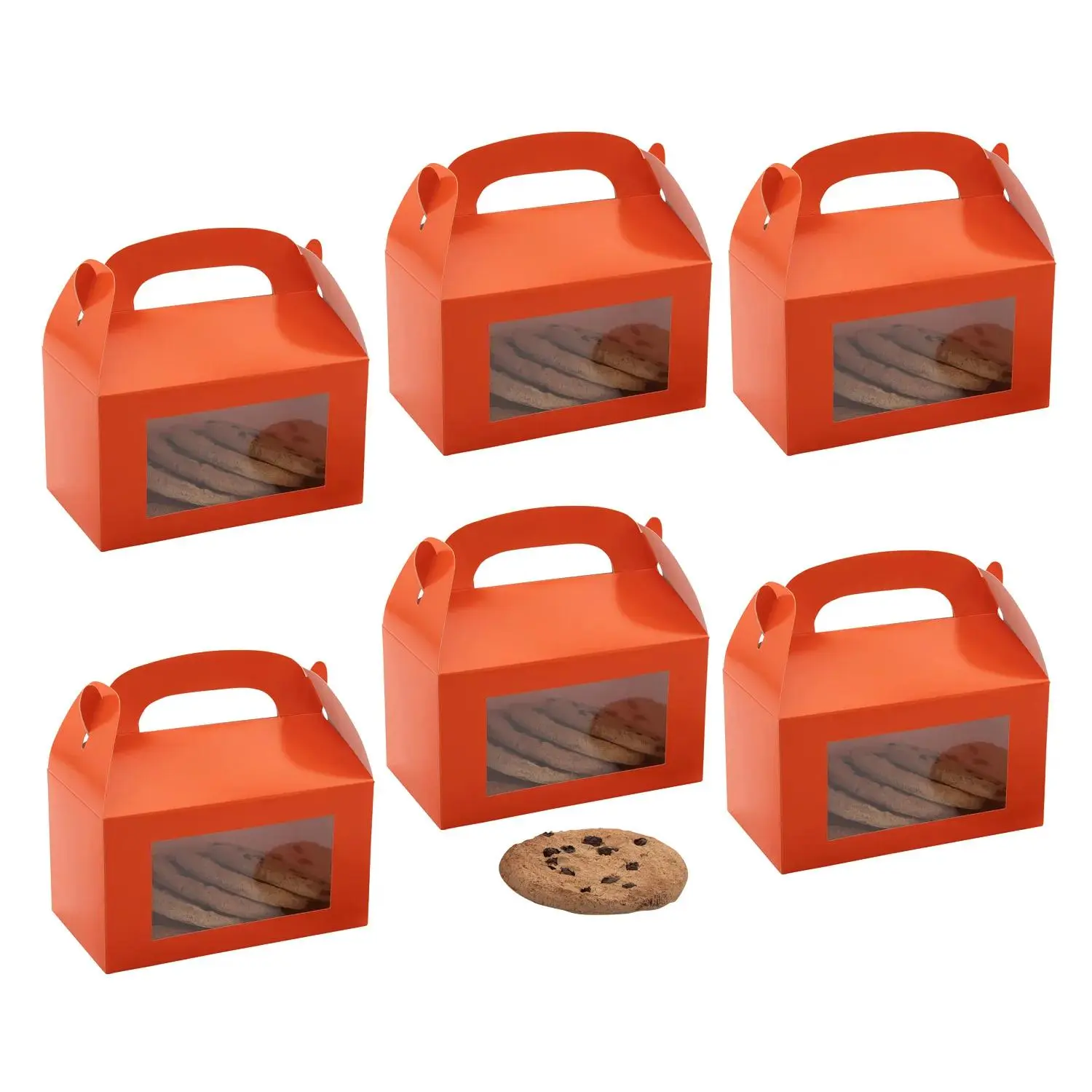 6"x7" Orange Cardstock Treat Boxes - Bulk 48-Pc Party Packs with Display Window, Elegant Gift Box for Wedding, Unique Decor Gift