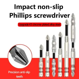 6-pack titanium alloy impact non-slip cross head super hard magnetic screwdriver Hand Tools High Quality Hardware