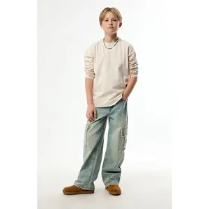 Pacsun Kids Baggy Jeans Frayed Cargo Medium Blue