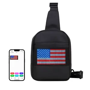 QKY LED Sling Bag for Women and Men with App-Control for Customizable Text and Animations American Flag Design Cold Wash Friendly Hands-Free Convenience
