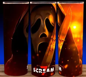 30oz Scream 7 Ghostface Scary Movie Horror Cup Mug Tumbler, Slasher Film Fan Gift, Thriller Cinema Collector Drinkware, Horror Movie Coffee Cup, Ghostface Merchandise Mug