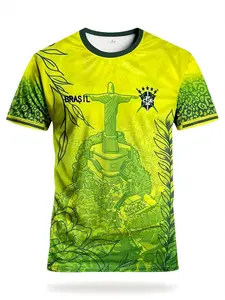 The new Brazilian men's football jersey and youth round-neck comfortable sports T-shirt, featuring Brazilian city style patterns, are suitable for football matches, football training, daily fitness, parties and leisure activities.
