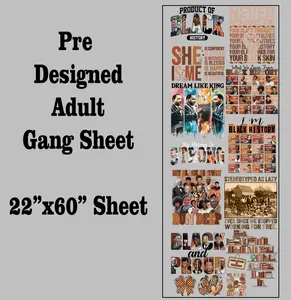 Melanin Black History DTF Transfer Gang Sheet | 22" wide x 60" long DTF Gang Sheet | Ready to Press Tshirt Transfers