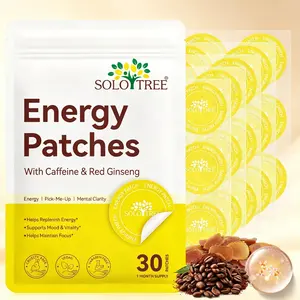 Solotree Energy Patches 30pcs Pack, Contains Caffeine Ginseng Vitamin B12, Transdermal Absorption, Gentle Non-Irritating, Plant Extracts