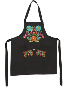 Mexican Artisanal Embroidered Apron Black 603197