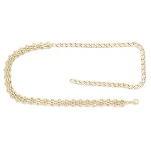 TFJ Women Fashion Skinny Gold Mesh Metal Chain Links Band Belt High Waist Hip Plus M L XL