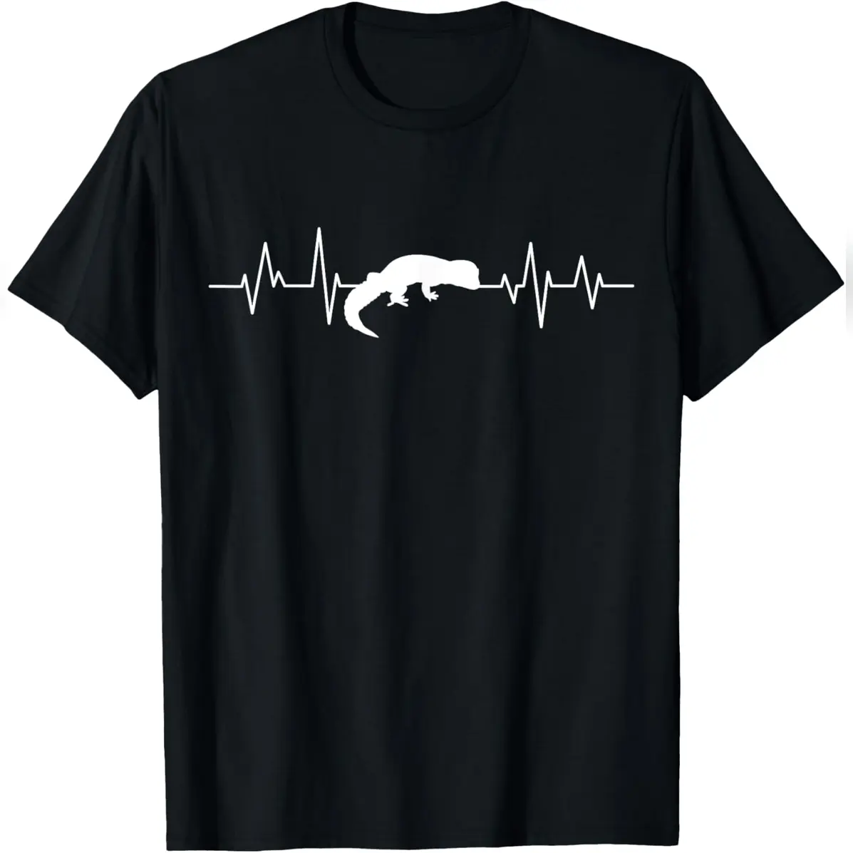 Men's Unisex Leopard Gecko Heartbeat Short-Sleeve Top, OEKO-TEX Certified Casual Round Neck Streetwear Graphic Tee in Soft Ring-Spun Cotton, Tops, Shortsleeve, Graphic Print, Tshirt, Menswear, T-Shirt, Relaxed Fit