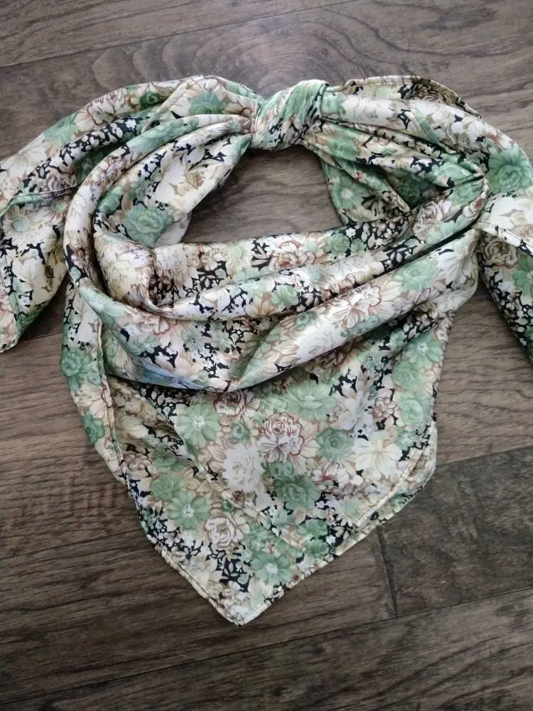 Wild Rag Sage Green Vintage Floral Print Cowboy Western Neck Scarf Neckerchief Bandanna by Double B Wild Rags