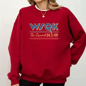 WSQK The Squawk 94.5 FM Radio Sweatshirt, WSQK Sweatshirt, Wsqk Shirt, Vintage Sci-fi Crewneck, 80s Nostalgic Sweater, Retro Shirt Gift
