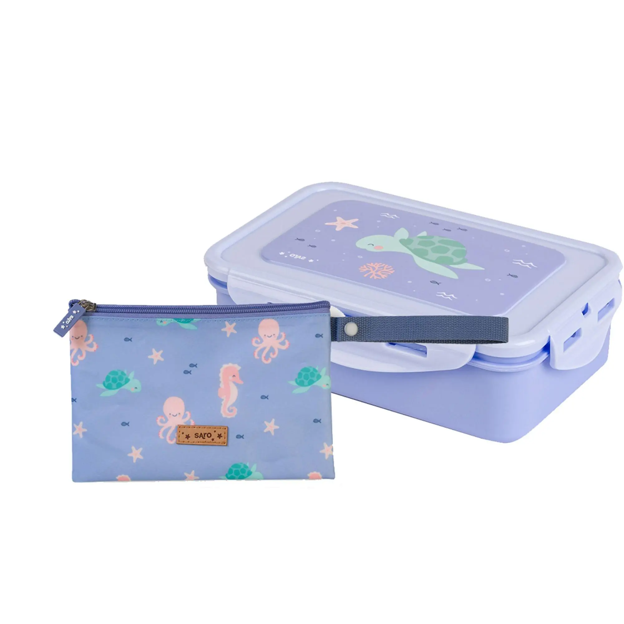Saro Large Lunch Box and Horizontal Food Bag Se t