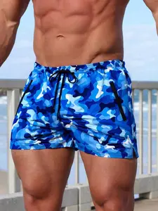 Men's Summer Camouflage Beach Shorts with Triangle Lining, Dual Zipper Pockets, Comfortable Breathable Running Fitness Gym Shorts, Streetwear Sports Shorts, Athleisure Shorts, Breathable Fitted Shorts