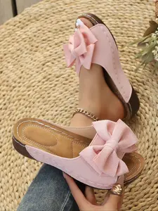 Plus Size Women's Summer Wedge Sandals, Classy Sandal, Leather Floral Design, Cloud-Like Comfort Insole, Lightweight Non-Slip Sole, Perfect for Beach Holidays