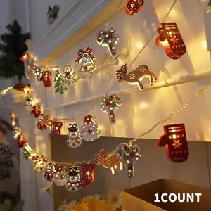 1 LED Christmas Decoration Light with Santa Snowman Candy Cane Tree Stocking Snowflake Iron Art Design for Holiday Atmosphere Festive Theme Mixed Materials Christmas Icons Atmospheric Lighting