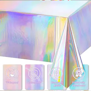 Disposable Tablecloth, Light Party Decoration, Durable PVC Tablecloth, Perfect for Birthday, Anniversary, Festivals, Christmas Decorations