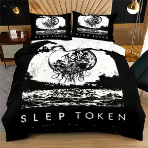 Bedding Set with Slep Token Pattern, Includes Duvet Cover and Pillowcases, Perfect Gift for Young Adults' Bedroom Decor, Soft Bedding Set