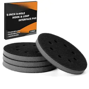 5-Inch 8-Hole Interface Pad:4 Pack Hook and Loop  Sanding Discs Backing Pads Replacement for Random Orbital Sander,Soft Density Sponge Round Cushion Buffer