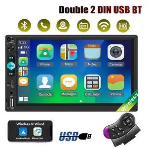 17.78cm Car MP5 Player Universal 2 Din Car Stereo Featuring Wireless Connectivity And Steering Wheel Control (SWC) - Includes a Multimedia Player, Auto Audio, Car Stereo, MP5, USB, FM, AUX, Reversing Camera, And Rear View Function, Without Battery