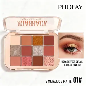 PHOFAY Eyeshadow Palette Cosmetic – Highly Pigmented Matte, Shimmer, Glitter Shades, Blendable, Long-Lasting, Brightening, Setting Eye Makeup for Daily & Party Soft Glam Looks, Metallic, Glittery Eyeshadow
