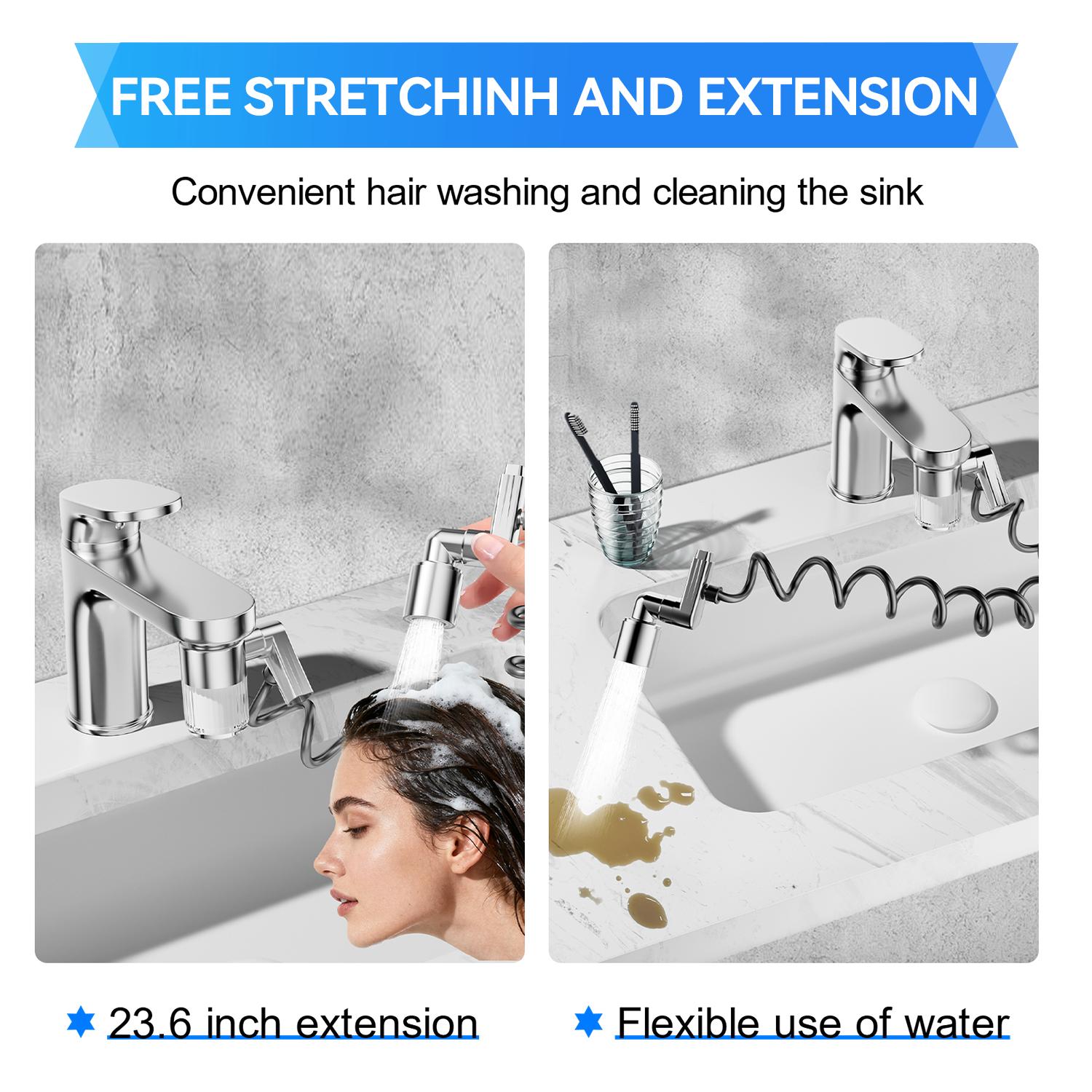 AQUPUVIR Sink Faucet Filter 360°Rotating,Aerator Faucet 1 Pcs of Sink Water Filter and 2 Filter Elements Set, Bathroom Sink Filter Removes Fluoride Hard Water, Faucet Filter Faucet Extender for Home Kitchen Sink