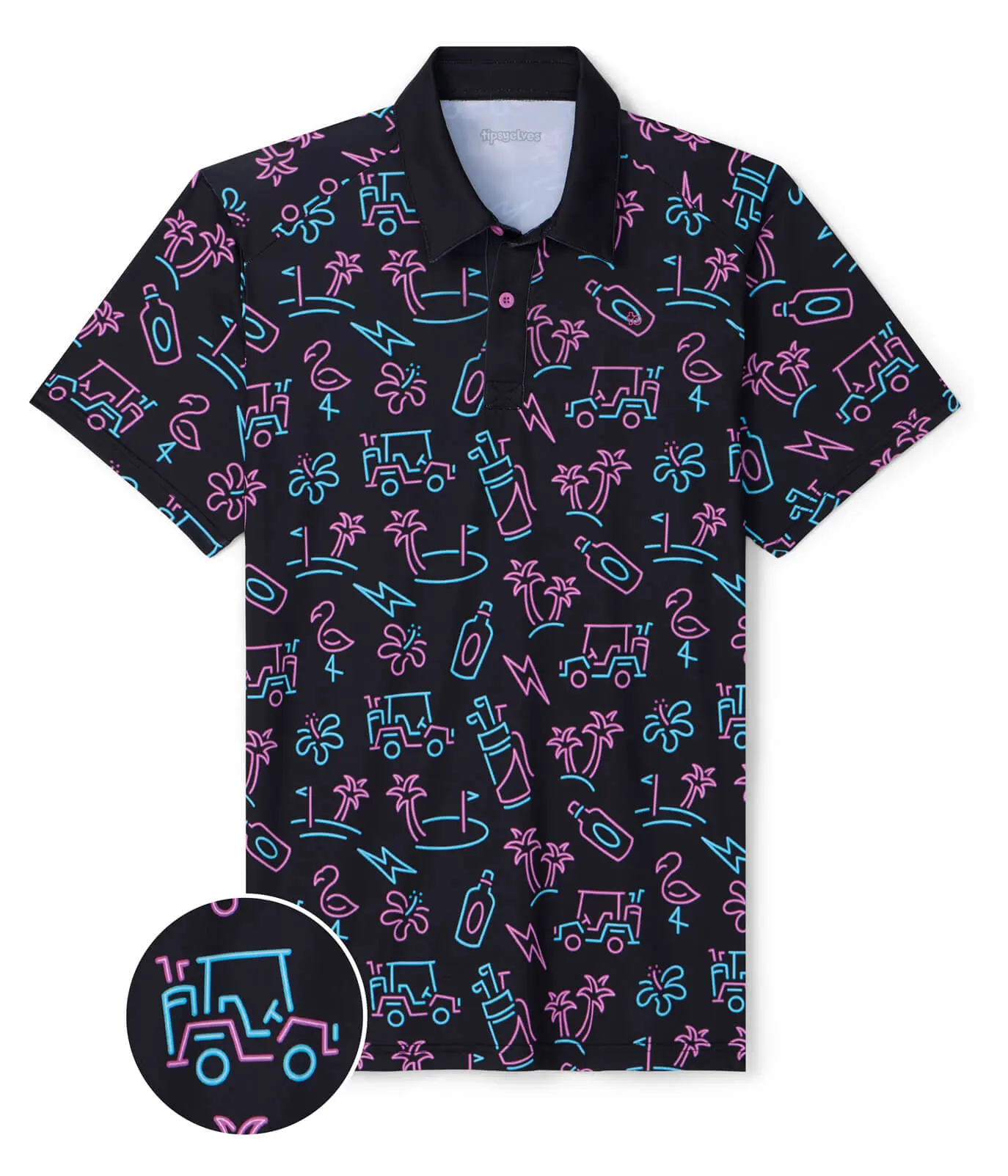 Men's Glowing Graphic Game Golf Polo Shirt, Stretch Fabric Menswear Top, Shortsleeve, Ultra-Light Fabric, Casual, Athletic, Shirts, Tops