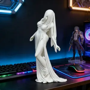 Gothic White Ghost Statue - Sexy Elegant Figure with Eternal Gazing Pose, Breathable Gothic Home Decor