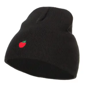 Mini Apple Embroidered Short Beanie