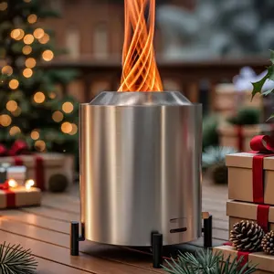 OUTDOORS Smokeless Fire Pit, 6.5-Inch Turbo Flame Tabletop Fire Pit, Stainless Steel, Adjustable Flame,  with Stand and Stove Rack, Carry Bag # springtok