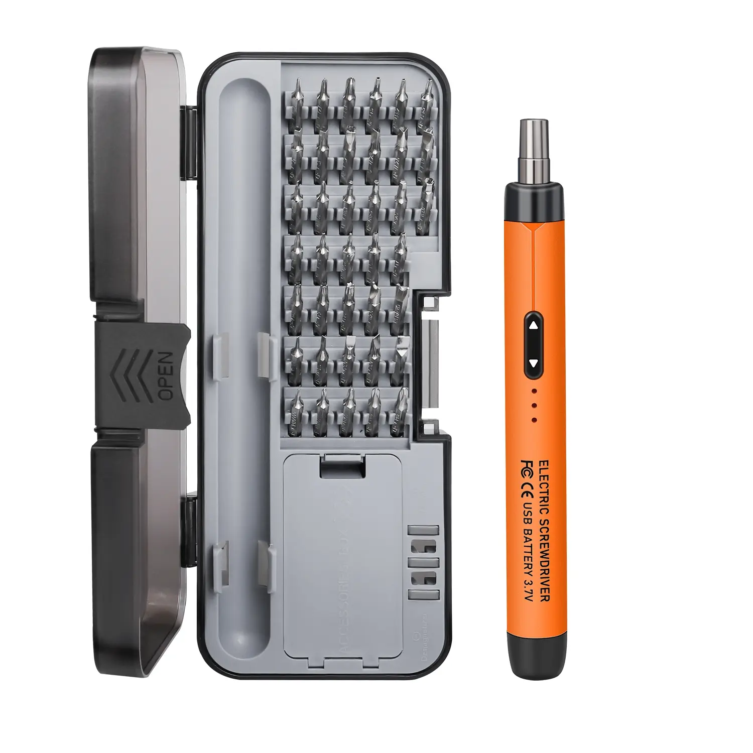 Grey/Orange Mini Multifunctional Portable Tool, Wireless Rechargeable Electric Screwdriver Set, Easy to Assemble Furniture Toys, DIY Project Repair and Maintenance Artifact