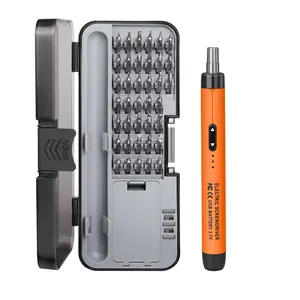 Grey/Orange Mini Multifunctional Portable Tool, Wireless Rechargeable Electric Screwdriver Set, Easy to Assemble Furniture Toys, DIY Project Repair and Maintenance Artifact