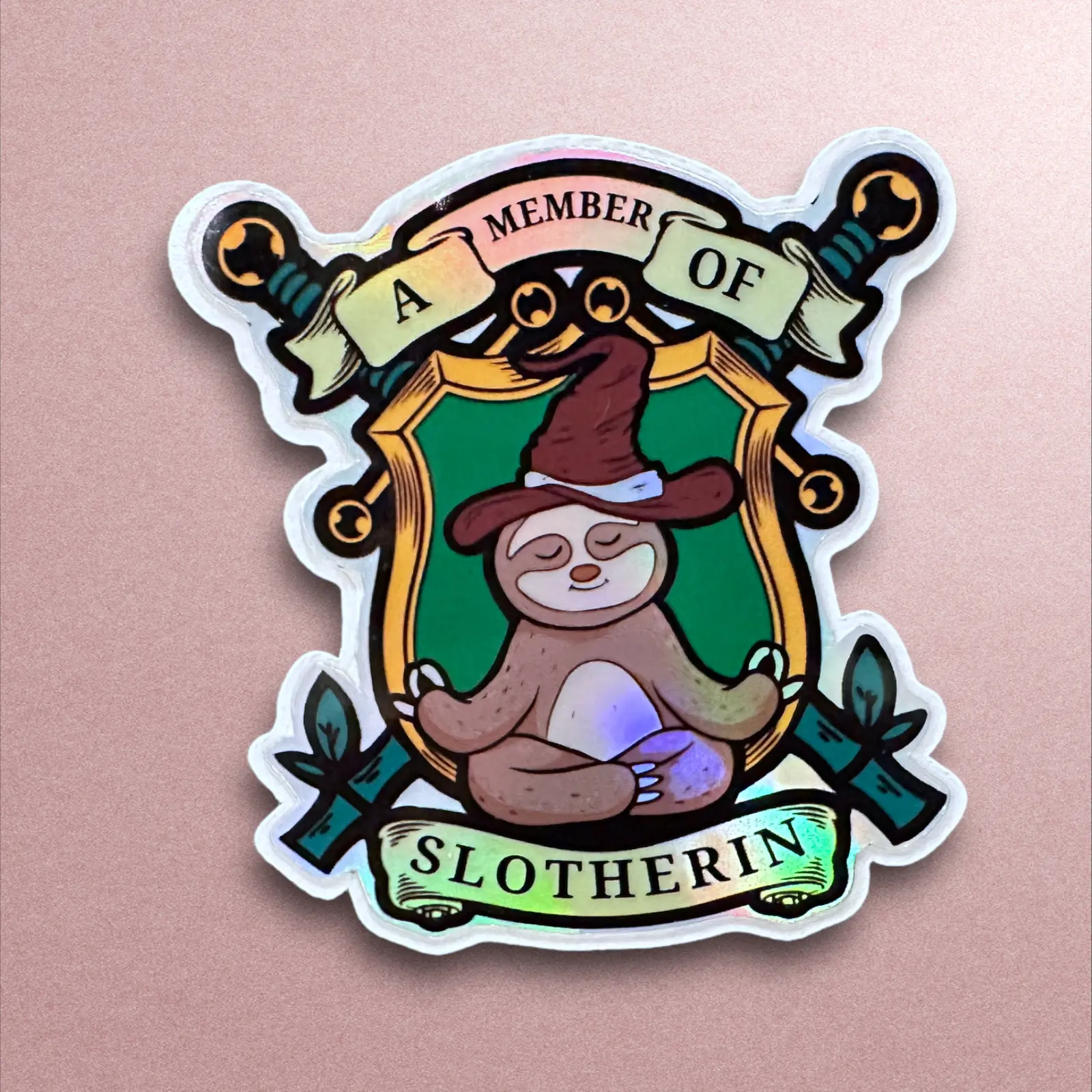 Harry Slytherin Holographic Decorative Stickers - 2.5 in, Laminated Durable Vinyl, Waterproof, Stunningly Beautiful for Home Decor, Household Items