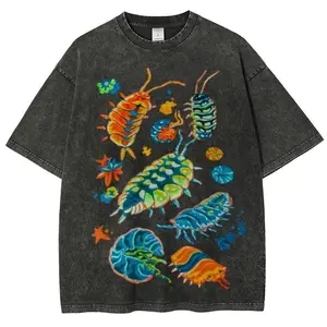 Colorful Insects Unisex Vintage Washed Shirt,Men's Cotton T-Shirts, Graphic Tee, Unisex Fashion, Full Color, Full Size, For Men, For Women Basic Tee Tops