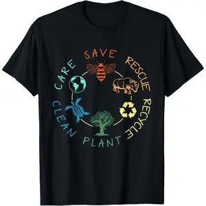 Earth Day Awareness T-Shirt – Save Bees, Recycle Plastic, Protect Animals Message