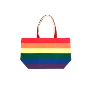 Rainbow Tote Bag with Zippered Top
