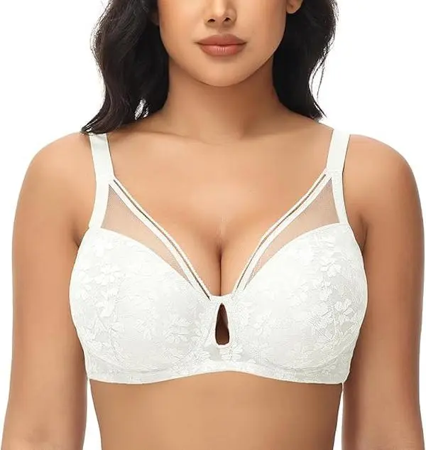 FallSweet Lace Push Up Bras for Women Underwire Padded Add one Cup Bra in Lace Sexy Brassiere Fit Mesh