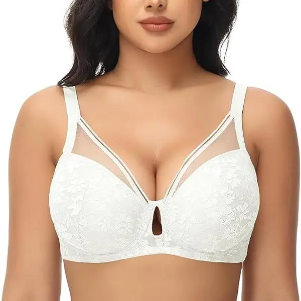 FallSweet Lace Push Up Bras for Women Underwire Padded Add one Cup Bra in Lace Sexy Brassiere Fit Mesh