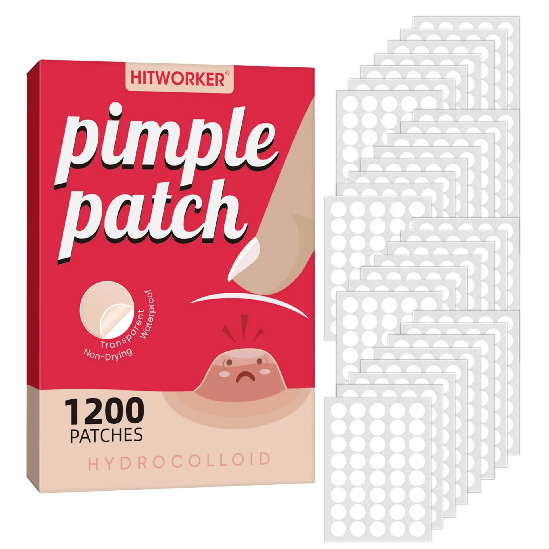 1200pcs Acne Patches Blemish Patches All Skin Types Non-Irritating Hydrocolloid Patches Large Family Pack Deep Cleansing Perfect Travel Daily Care Pimple Patches Acne Stickers