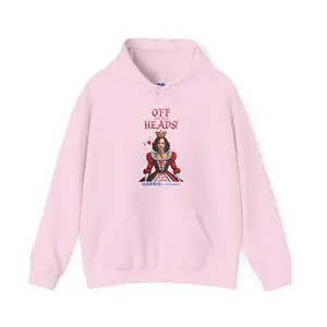 Kamala Harris "Off With Their Heads!" Queen of Hearts Hoodie - Playful Political Statement Hooded Sweatshirt - Available in Multiple Colors Classic Cotton