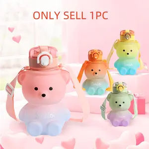 Bear and Water Bottle 650ML, Cute Bear Design, Durable Plastic Material, Perfect for Daily Use, Ideal Gift for Kids & Adults