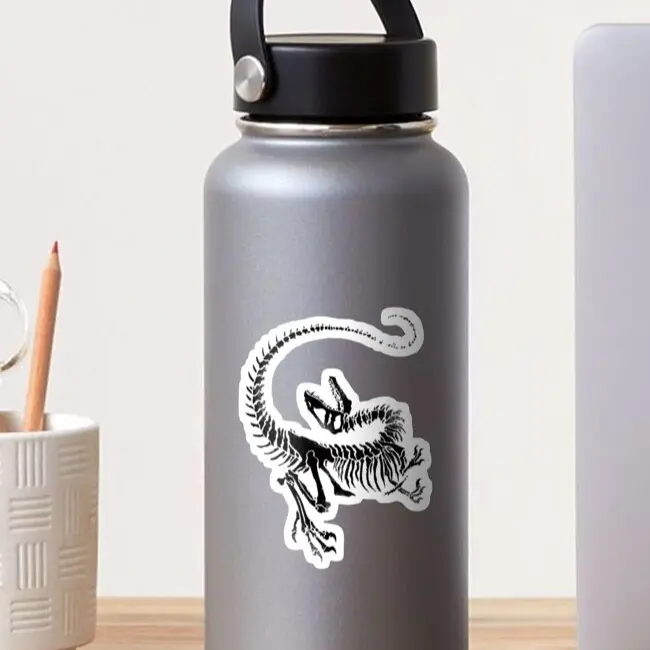 Prehistoric Dinosaur Sticker, Skeleton Vinyl Decal, Fossil Lover Graphic