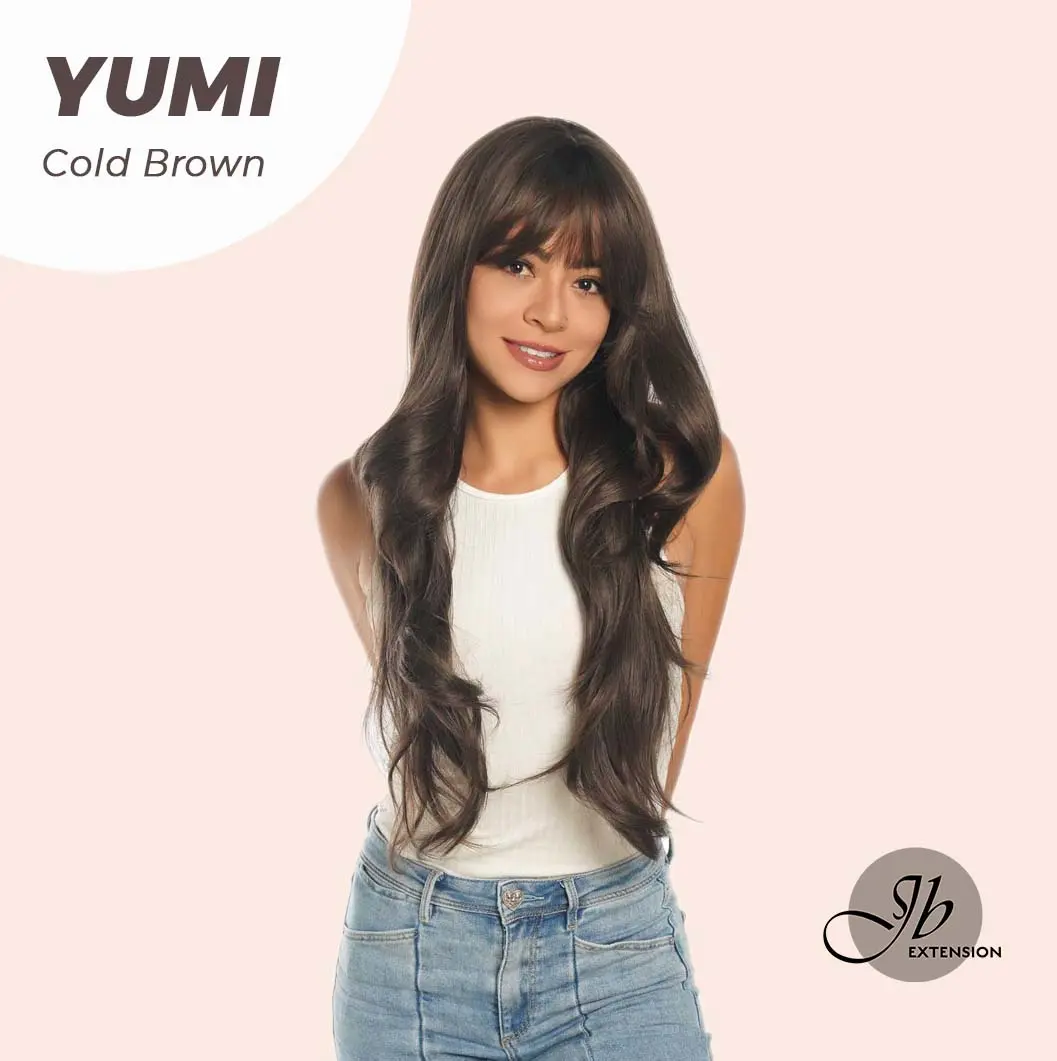 JBEXTENSION 30 Inches Long Light Brown With Highlight Wig With Bangs YUMI JBEXTENSION 30 Inches Long Light Brown With Highlight Wig With Bangs YUMI