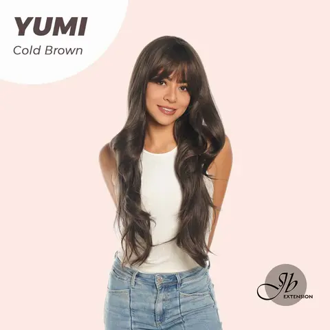 JBEXTENSION 30 Inches Long Light Brown With Highlight Wig With Bangs YUMI