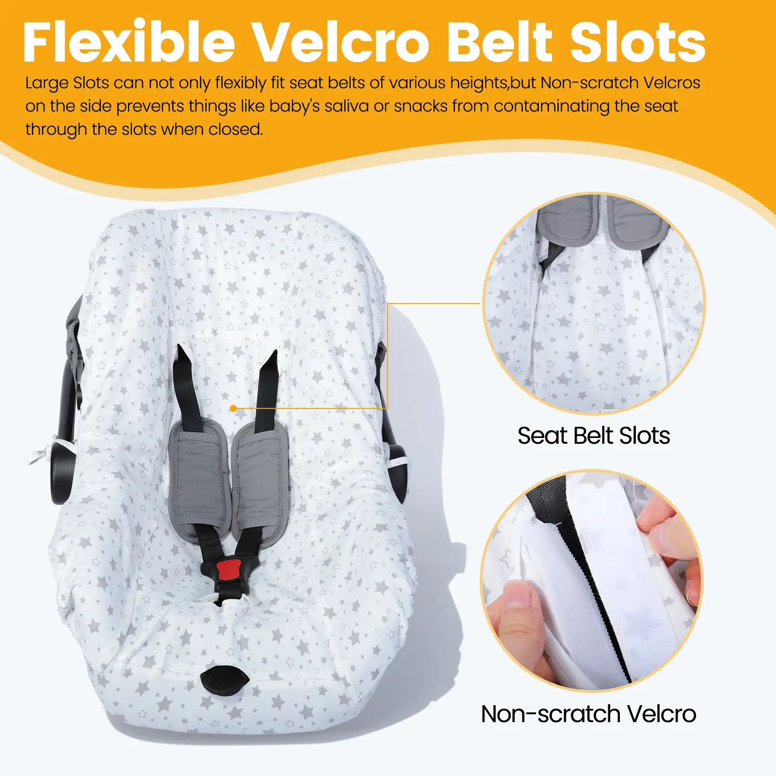 Orzbow Infant Car Seat Cover Liner, 100% Cotton Baby Seat Protector Cover, Universal Fit Carseat Liner for Travel System Car Seats, Breathable & Preve