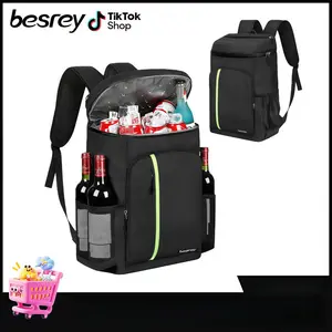 Besrey 39 Cans Soft Sided Cooler Backpack, Leakproof Multi-Pockets Storage, Hiking Backpack Cooler 30L Thermal Backpack Insulated to Keep Food Warm or Cold, Durable & Waterproof Bag
