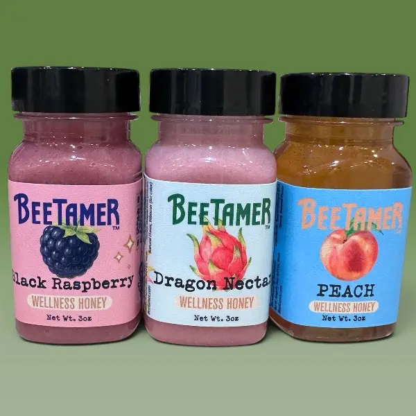 Bee Tamer's Passport to Flavor: 3 oz  Travel Size Seasonal Varieties Raw Honey